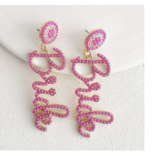 Bride Earrings - Beaded Hot Pink